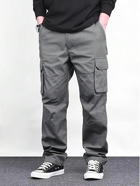 Image of Men Cargo Pants Multi Pocket Utility Casual Straight Fit Durable Fabric Outdoor Street Style Trousers