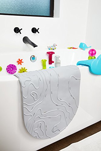 Boon Bathtub Mat Griffle | Rubber Soft Textured Non Slip Baby Bath Mat for Tub with Drainage Holes and Suction Cups | BPA Free