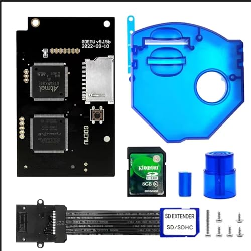 GDEMU V5.15 &amp; V5.15b Optical Drive Emulation Board for SEGA Dreamcast - Remote Card Mount Kit with SD Extension Cable, Compatible with DC VA1 Console (Blue V5.15b)