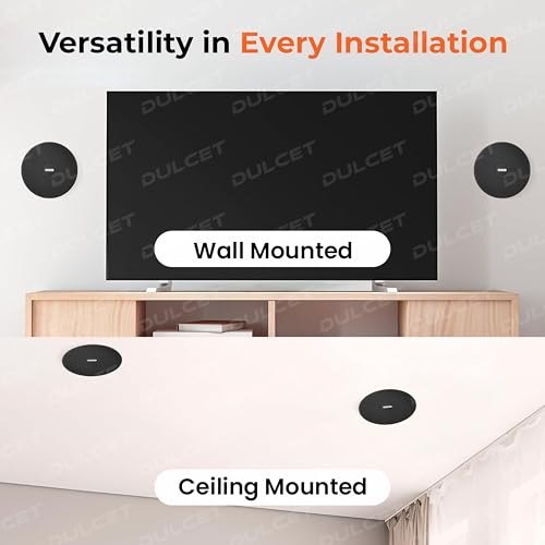 Image of DULCET DC-CS6F-LN Pro Black 6.5 inch 20W 2 Way 8 Ohms Ceiling Speaker with 100V Constant Supply Input & Line Matching Transformer for PA Amplifier