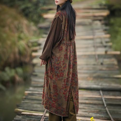 Women’s Oversized Corduroy Duster Coat – Long Vintage Trench Style Patchwork Jacket with Kimono Collar 20253