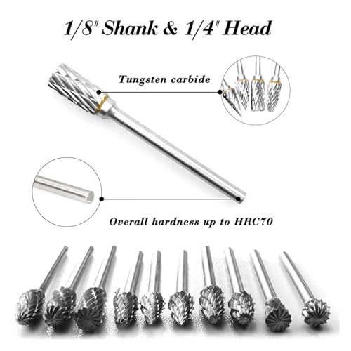 Set de 10 fresas rotativas de carburo de tungsteno 1/8" miniatura 4