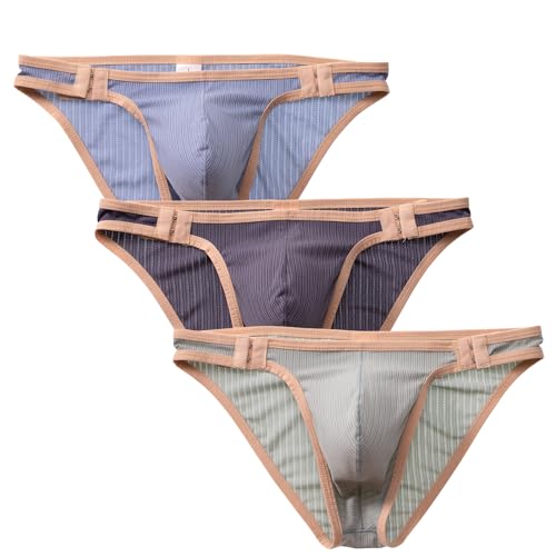 Men's underwear Briefs Breathable quick drying lace adjustable size loose youth sexy low waist ice silk pouch under panties