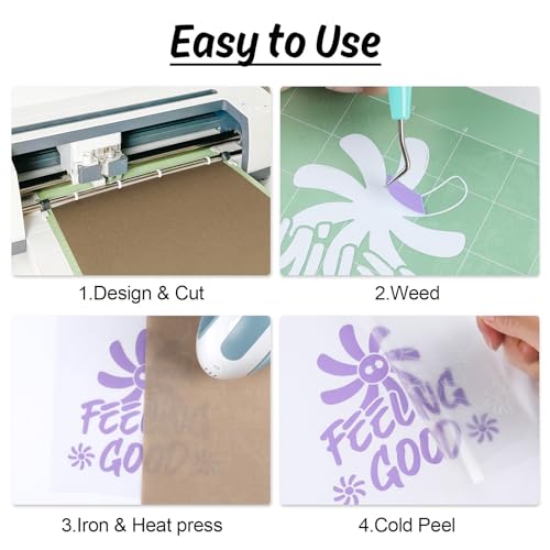 Image of HTVRONT HTV Vinyl Rolls Heat Transfer Vinyl - 12 inch x 5ft Lilac HTV Vinyl for Shirts, Iron on Vinyl for All Cutter Machine - Easy to Cut & Weed for Heat Vinyl Design (Lilac)