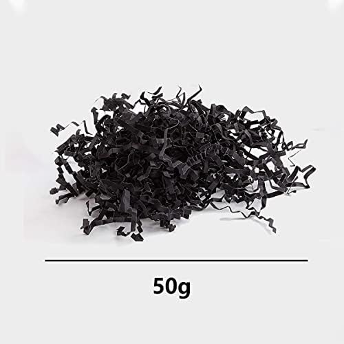 Shredded Paper, 50 Grams Crinkle Cut Paper Gift Wrapping Shred Filler Gift Box Filling Packaging Filler, Black
