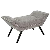 Christopher Knight Home Rosalynn Tufted Fabric Ottoman / Bench, Granite