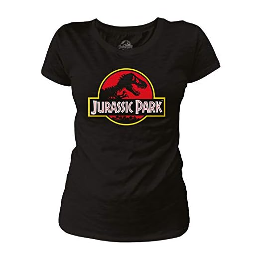 Jurassic Park dam t-shirt film logo bomull svart – L