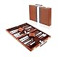 Backgammon-Set, 11 Zoll Backgammon Koffer mit komplettem Zubehör, Tragbares Reisespielset Back-Gammon mit Tragegriff für Erwachsene (Braun)