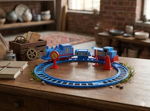 Image of Express Play Train Toy Set for Boys & Girls | Battery Operated Railway Engine with Coaches | 14 Piece Railway Track Educational Fun Toy