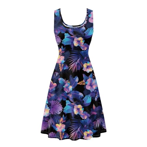 Image of Women Stylish Tank Dresses Sleeveless Round Neck Midi Casual Dress with Pocket for Summer
