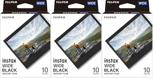 Image of instax WIDE instant film Black border, 10 shot pack, suitable for all instax WIDE cameras and printers (Pack of 3)
