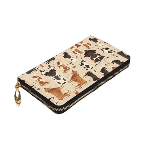 Stylish cow collection Pattern Leather Wallet - Long Clutch for Women, RDurable Material, 12 Card Slots, Zipper Compartments3