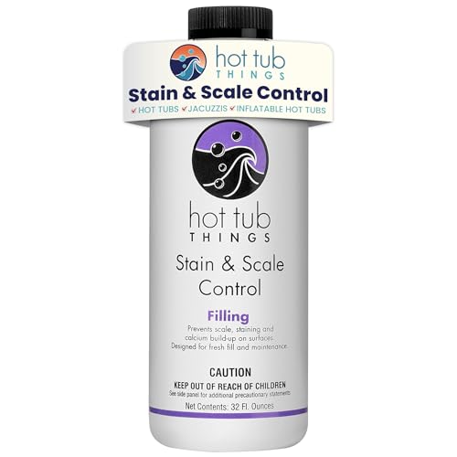 Hot Tub Things Stain & Scale Control, Metal & Mineral Remover for Hot Tubs, Spas & Pools, Prevents Scale Buildup, Protects Plumbing & Heater, Works with All Sanitizers, 32 Ounce