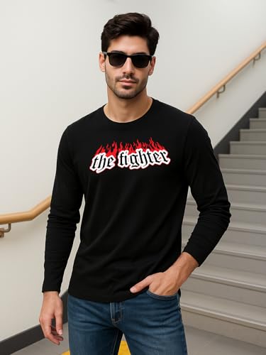 Image of Veirdo Men's Full Sleeve Printed T-Shirt | Trendy Graphic Print Tee