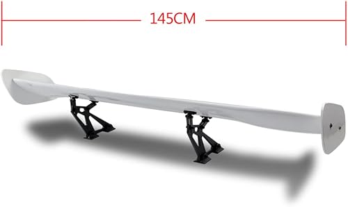 Miniatura 4 de Q1-TECH, Alerón GT de ajuste universal, pintado blanco brillante, resistente a la intemperie, ajustable, con kit de accesorios (57 pulgadas de