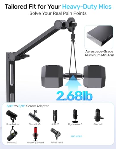 Bras de studio de bureau pour microphones articulé et orientable