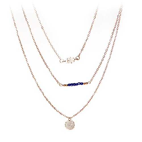 Kobert-Goods Collier S04 avec 3 chaînes et pendentifs en or, collier de perles et pierres précieuses, pour femme vintage Cover