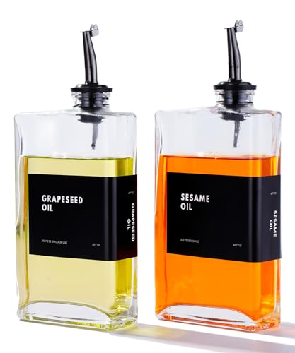 APT 1101 Olive Oil Dispenser for Kitchen, Cooking Oil and Vinegar Dispenser Set, Olive Oil Bottle, Soy sauce dispenser, coffee syrup bottles - 2 pcs, Black