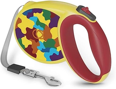 piccpet Retractable Dog Leash, Tangle-Free Dog Leash for Small, with Anti Slip Handle, Reflective Threads, One-Hand Brake,16FT Heavy Duty 360° Medium, Large Dogs,Camo Yellow