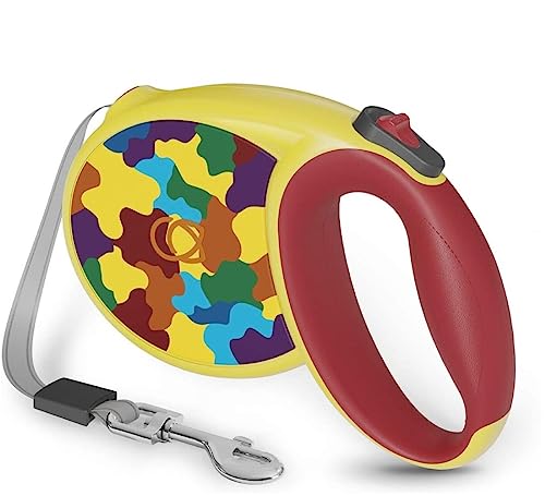 Piccpet Retractable Dog Leash, Tangle-Free Dog Leash For Small, With Anti Slip Handle, Reflective Threads, One-Hand Brake,16Ft Heavy Duty 360° Medium, Large Dogs,Camo Yellow #TOP13