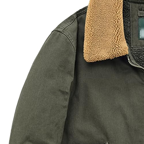 Men's Sherpa Lined Bomber Jacket Thick Trucker Lapel Thermal Outwear Cargo Winter Warm Fleece Lined Coat3