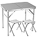 Outdoor przenośny stół składany, kemping solidny światła i wodoodporna, przynieś 2 stołki 3 regulowane wysokości, na piknik gotowanie Party Party Grill