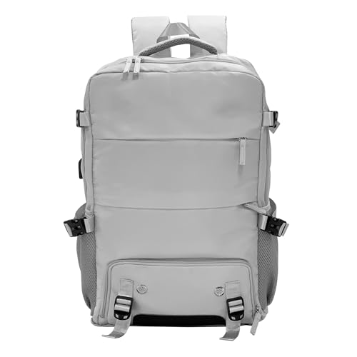 Mochila de viaje para laptop bolsa de trabajo gris con puerto USB hombres mujeres