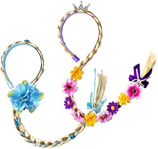 2PCS Long Braided Wigs Princess Hairpieces, SoZone Rapunzel Wig Elsa Braid Girls Toddler Cosplay Headbands for Birthday Party Gifts