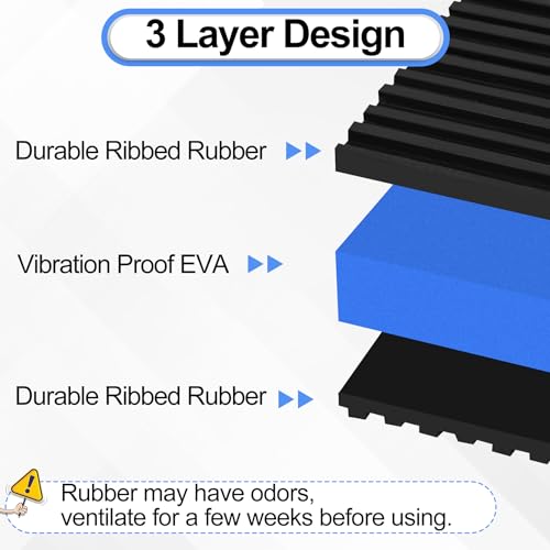 phepetroll 8 Pack Anti Vibration Pads for Washing Machine 3"x3"x7/8", Sound Isolation Vibrating Pad Ribbed Rubber Damping Mat EVA Center for Air Compressors, Conditioner, Treadmill, HVAC Washer Dryer