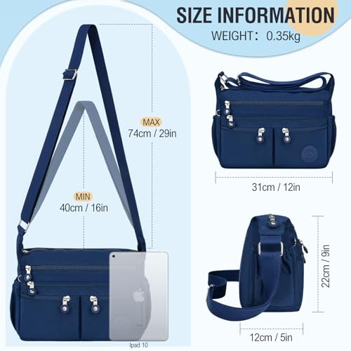 Image of Nylon Crossbody Bags for Women Waterproof Lightweight Large Travel Purses Multi-Pocket Pocketbooks Shoulder Bag