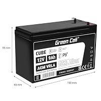 Green Cell® AGM 12V 9Ah Akku Vlies Batterie VRLA Blei Batterie Bleiakku Ersatzakku Akkubatterie Versorgungsbatterie Zyklenfest Wartungsfrei UPS USV Notstrom Batteriebackup Verkaufsautomaten – Ansicht 2