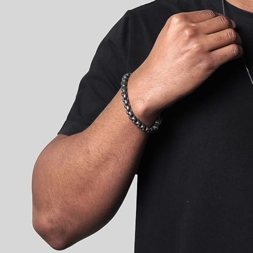 Invicta Bracelet for Men, Stainless Steel Chain Jewelry, Polished Box Links, 8mm, 9"2