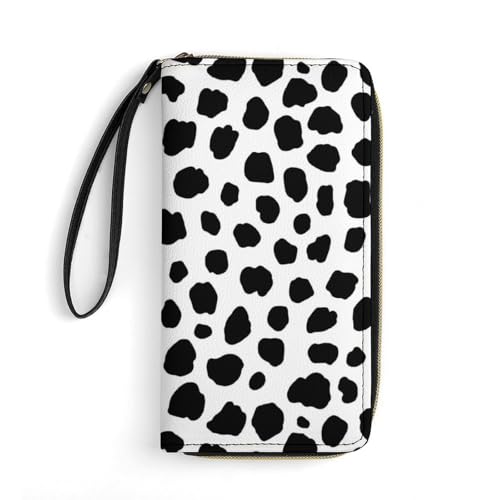 Dalmatian Dog Skin Womens PU Leather Long Purse Wallet with Card Slots Wristlet Handbags