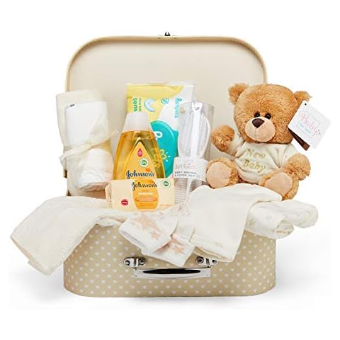 Conjunto de regalo para bebé neutral en caja de recuerdo crema Cover