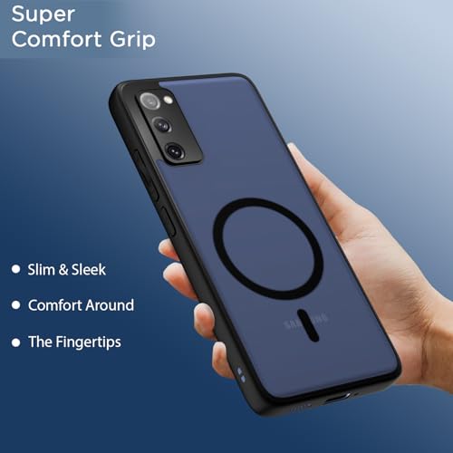 Image of Outlouders Back Cover for Samsung Galaxy S20 Fe 5G Compatible with Mag-Safe | Shockproof Design | Hard Transparent Back Case (Black Mag-Safe)