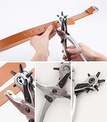 Familyhouse Revolving Punch Plier - Belt Hole Puncher For Punching Felt, Belts, Cardboard - Heavy Duty Leather Hole Punch Tool #TOP4