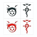 TempooCos Fullmetal Alchemist Temporary Tattoos Anime Costume Tattoo Sticker for Cosplay Halloween Party Multicolored (4 PCS)