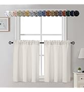 Gwine 24 Inch Length Kitchen Curtains Sets, Light Filtering Half Window Short Curtain Tiers for B...