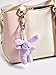 LOHGOU Cute Bunny Bag Charm, Plush Rabbit Keychain Mini Rabbit Car Keys Decor Purse Charm Pendant Decoration (Gray Pink)