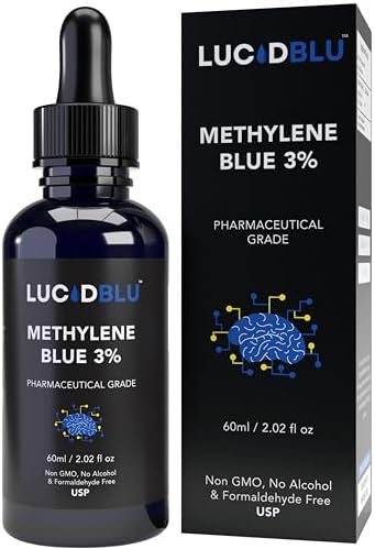 Methylene Blue Pharmaceutical Grade, 3% Ultra Concentration, USP Grade, Ultra Clean No Formaldehyde, No Alcohol, No Heavy Metals, Third-Party Tested (60 mL, 2.03 fl oz)