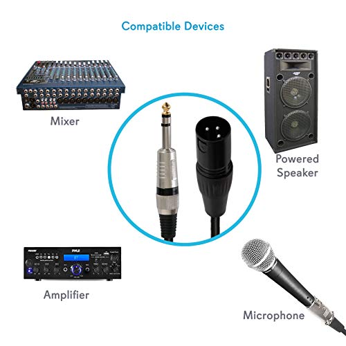 Pyle-Pro 1/4" Audio Cord-1/4 Inch Phono To Xlr Male Connection 50 Ft 12 Gauge Black Heavy Duty Professional Speaker Cable Wire-Delivers Sound-Pyle (Ppjx50) #TOP5