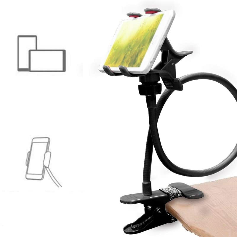 Generic-Adjustable-Tabletop-Long-Arm-Gooseneck-Clamp-Universal-Lazy-Mount-Flexible-Mobile-Stand-Cell-Phone-Clip-Holder-Lazy-Bracket-Heavy-Mobile-Smartphones-Stand-for-Office-Table-Bed-Kitchen-Black