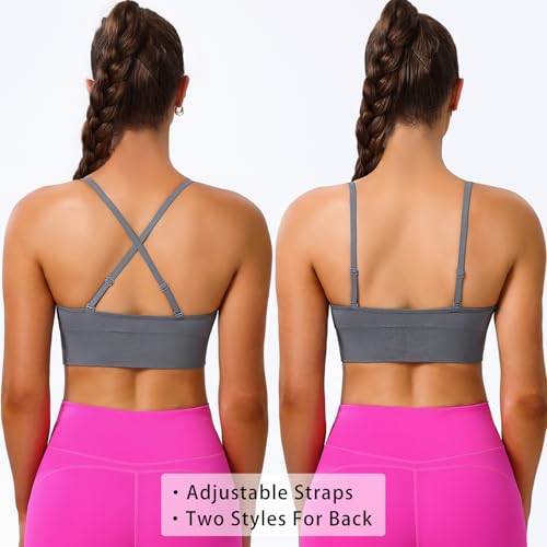 Image of BLUELILY Adjustable Deep V Neck Bras 3 /5 Pack Sports Bras for Women Padded Seamless Spaghetti Strap Criss Cross Yoga Bras