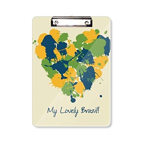 Porte-bloc cœur My Lovely Brazil A4 avec plaque rigide pour bureau