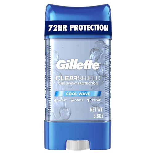 Gillette Antiperspirant and Deodorant for Men, 72hr Instant Sweat & Odor Protection, Long Lasting Freshness & Protection, Anti-White Mark Technology, Clear Gel, Cool Wave Scent, 3.8 oz