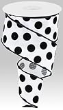 Velvet Polka Dot Wired Edge Ribbon (2.5", Black White) - 10 Yards : RGC162927