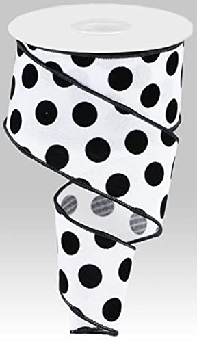 Velvet Polka Dot Wired Edge Ribbon (2.5", Black White) - 10 Yards : Rgc162927 #TOP1