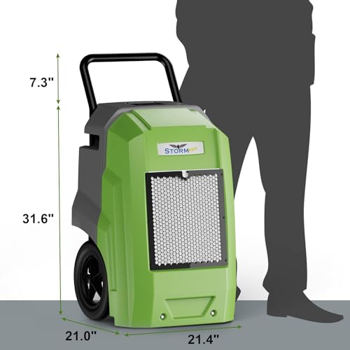Image of ALORAIR 180 Pints LGR Industrial Dehumidifier with Pump and Drain Hose, Portable Commercial Dehumidifier with Wheels for Home, Basements, Garages, and Job Sites, 6-Year Warranty, Green