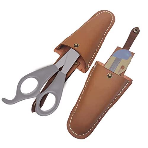 Scissor Pouch Holster with Belt, PU Leather Holster Protective Case Cover for Gardening Pruning Shears, Brown - Image 4