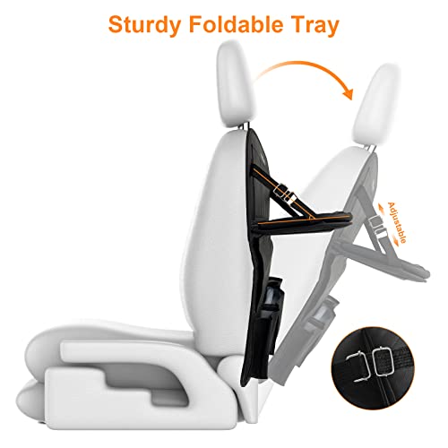 CandleSir Luxury PU Leather Car Organizer with Foldable Tablet Tray, 9 Storage Pockets for Back Seat